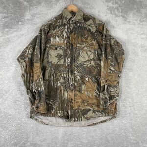 Gander Mountain Camo Shirt Mens Medium Realtree Hunting Workwear USA Vintage 90s